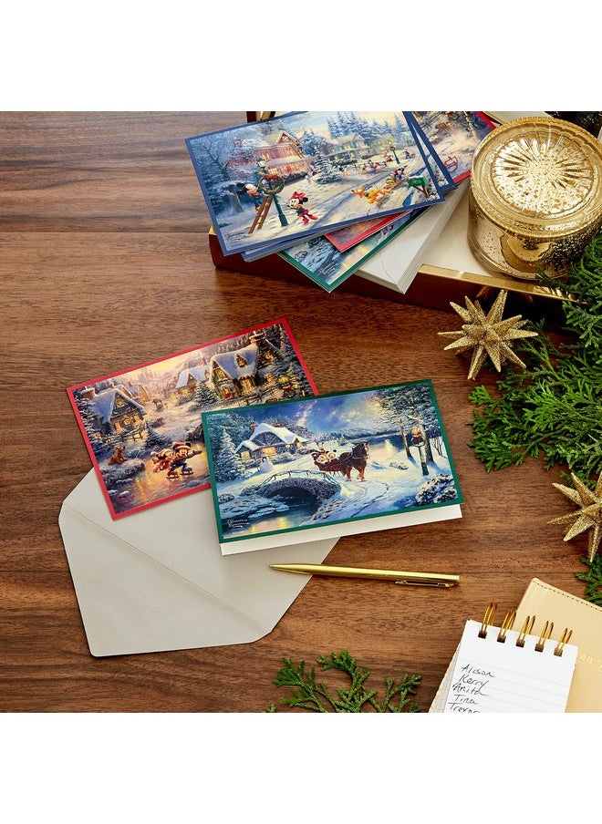 Hallmark Hallmark Thomas Kinkade Boxed Christmas Cards Assortment, Mickey Mouse (3 Designs, 24 Cards with Envelopes)  - Image 2