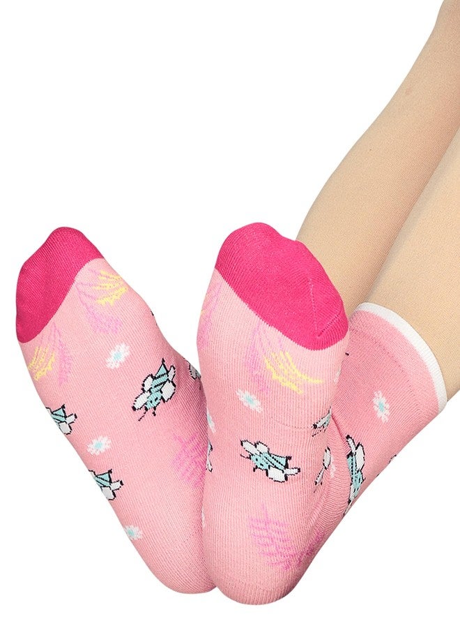 BODYCARE Womens Mid Calf Printed Antibacterial & Super Soft Socks Pack Of 2 - Pista Baby & Pink Baby - Image 4