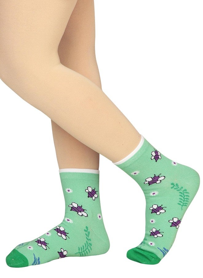 BODYCARE Womens Mid Calf Printed Antibacterial & Super Soft Socks Pack Of 2 - Pista Baby & Pink Baby - Image 2