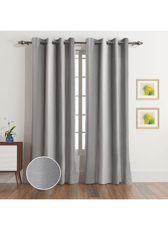Home Box Isla Dupioni Blackout Curtain - Grey - Image 1