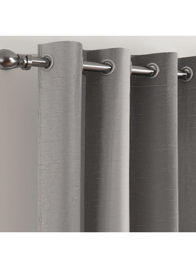 Home Box Isla Dupioni Blackout Curtain - Grey - Image 2