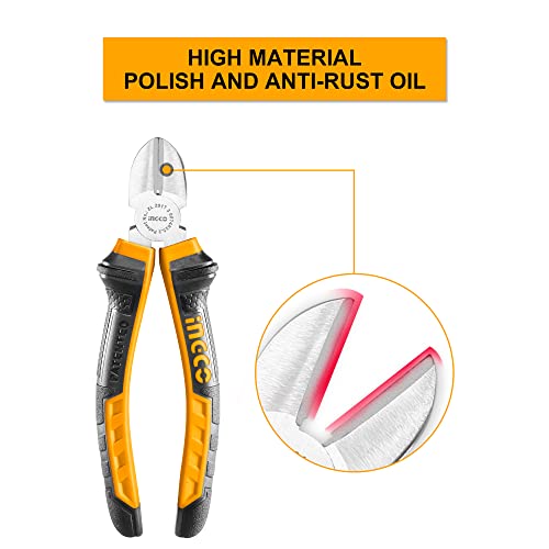 Ingco Diagonal Cutting Pliers, Anti-Rust Diagonal Cutting Pliers 6"/160mm - Image 2