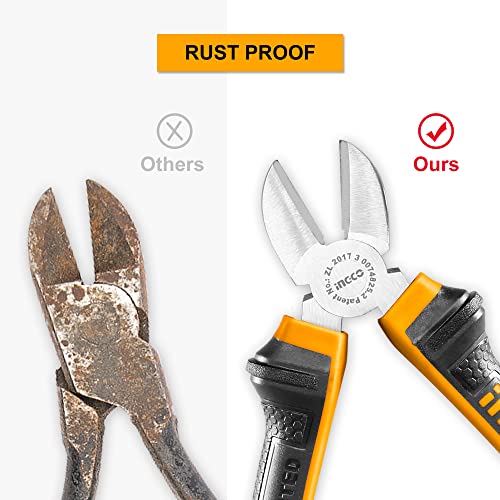 Ingco Diagonal Cutting Pliers, Anti-Rust Diagonal Cutting Pliers 6"/160mm - Image 3