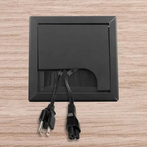 The AutoStory Aluminum Alloy Desk Grommet – Rectangular Metal Cable Wire Hole Cover with Flip Dust-Proof Lid for Office Desk, Computer Table, TV Cabinet & Furniture – Cord Organizer (80mm*80mm, Black) - Image 2