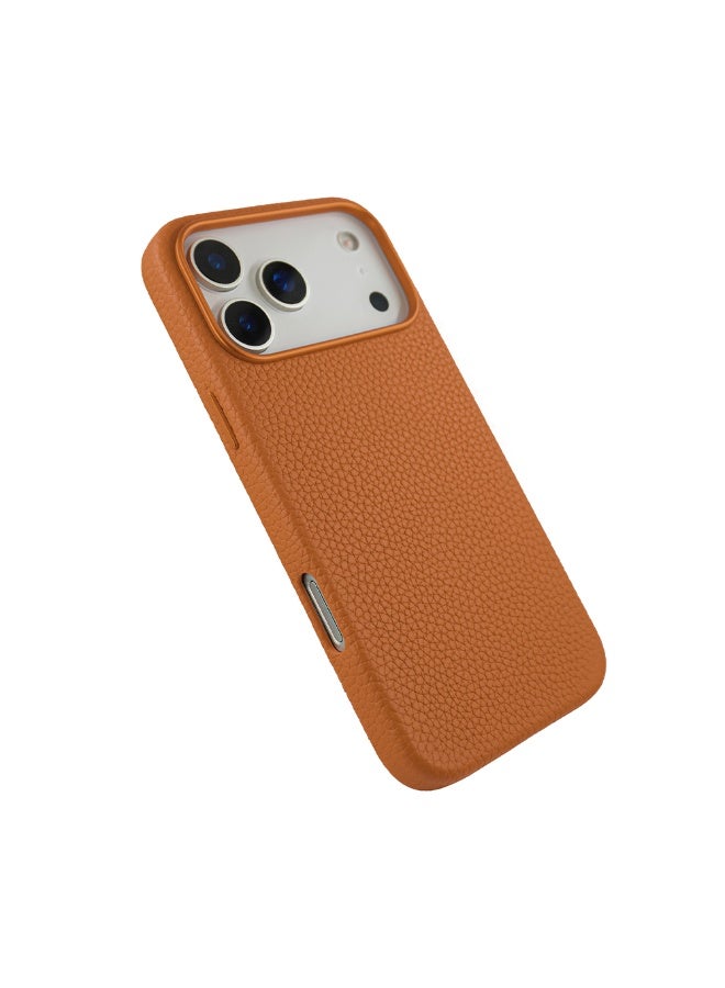 A-Case It’s My Case Amur Genuine Leather MagSafe Case for iPhone 17 Pro – Slim Fit Shockproof Protective Cover with Lychee Texture, Raised Camera Protection & Tactile Buttons – Brown - Image 4