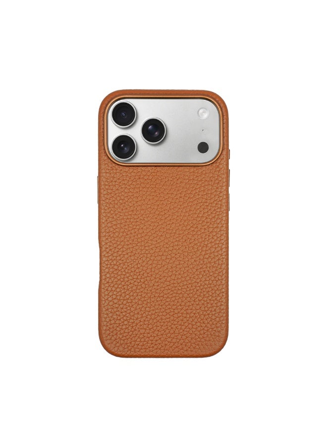 A-Case It’s My Case Amur Genuine Leather MagSafe Case for iPhone 17 Pro – Slim Fit Shockproof Protective Cover with Lychee Texture, Raised Camera Protection & Tactile Buttons – Brown - Image 2