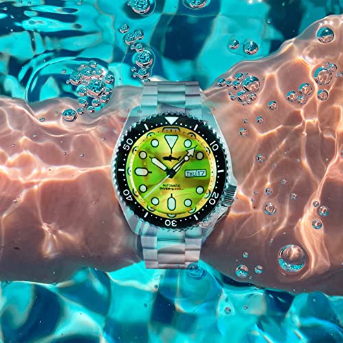 TACTICAL FROG Heimdallr Automatic Mens Watch, NH36A Movement C3 Luminous Dive Watches for Men Stainless Steel SKX007, 200 Meter Water Resistant, Yellow 3links - Image 3