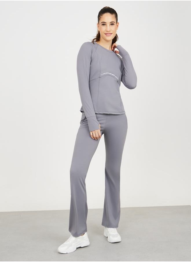 Styli Wide Drawcord Waistband Flared Legging with Pocket  - Image 2