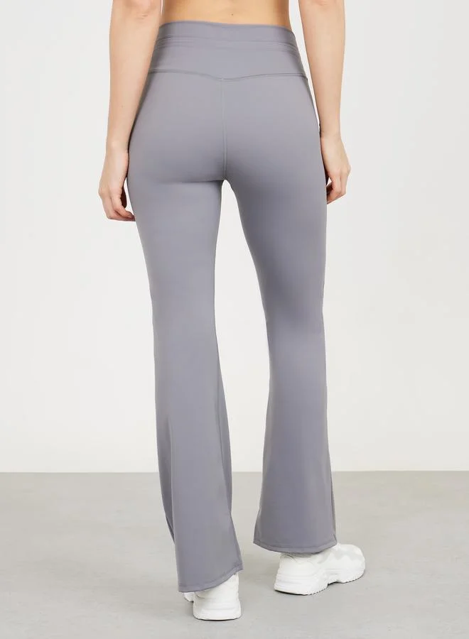 Styli Wide Drawcord Waistband Flared Legging with Pocket