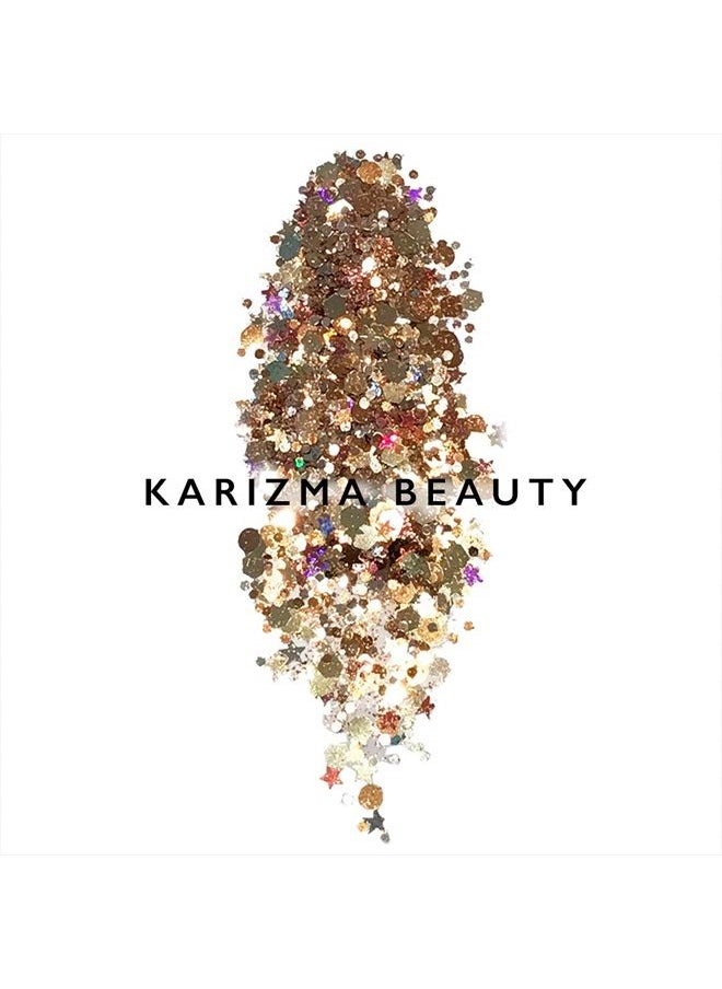 KARIZMA - Rose Gold Glitter. 10g Chunky Face Glitter, Hair Glitter, Eye Glitter and Body Glitter for Women. Rave Glitter, Festival Accessories, Cosmetic Glitter Makeup. Loose Glitter Set - Image 1