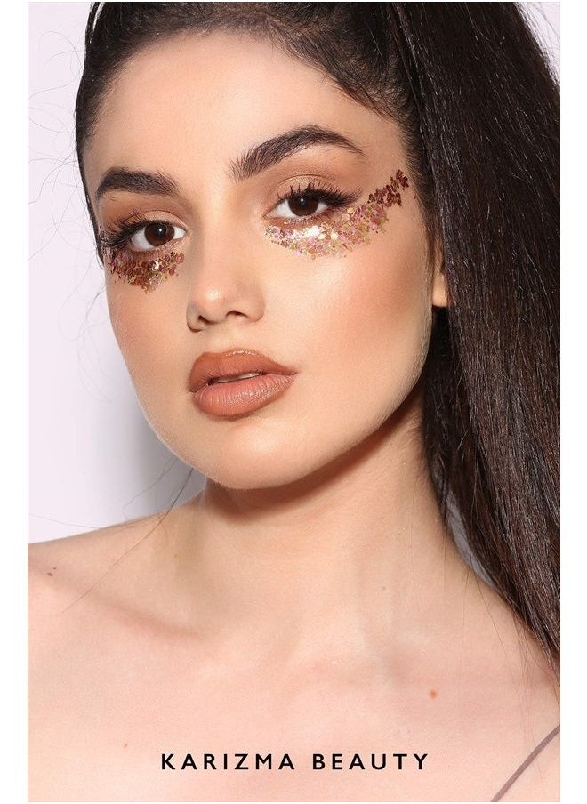 KARIZMA - Rose Gold Glitter. 10g Chunky Face Glitter, Hair Glitter, Eye Glitter and Body Glitter for Women. Rave Glitter, Festival Accessories, Cosmetic Glitter Makeup. Loose Glitter Set - Image 1