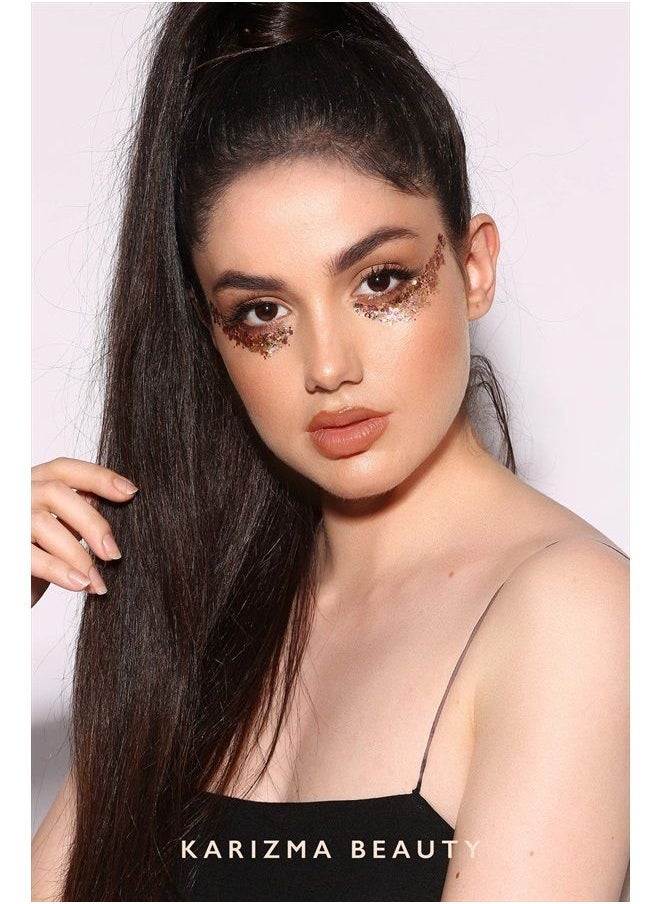 KARIZMA - Rose Gold Glitter. 10g Chunky Face Glitter, Hair Glitter, Eye Glitter and Body Glitter for Women. Rave Glitter, Festival Accessories, Cosmetic Glitter Makeup. Loose Glitter Set - Image 1