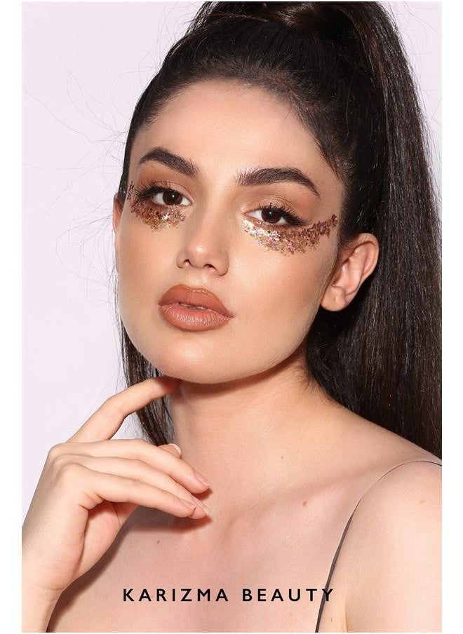 KARIZMA - Rose Gold Glitter. 10g Chunky Face Glitter, Hair Glitter, Eye Glitter and Body Glitter for Women. Rave Glitter, Festival Accessories, Cosmetic Glitter Makeup. Loose Glitter Set - Image 1