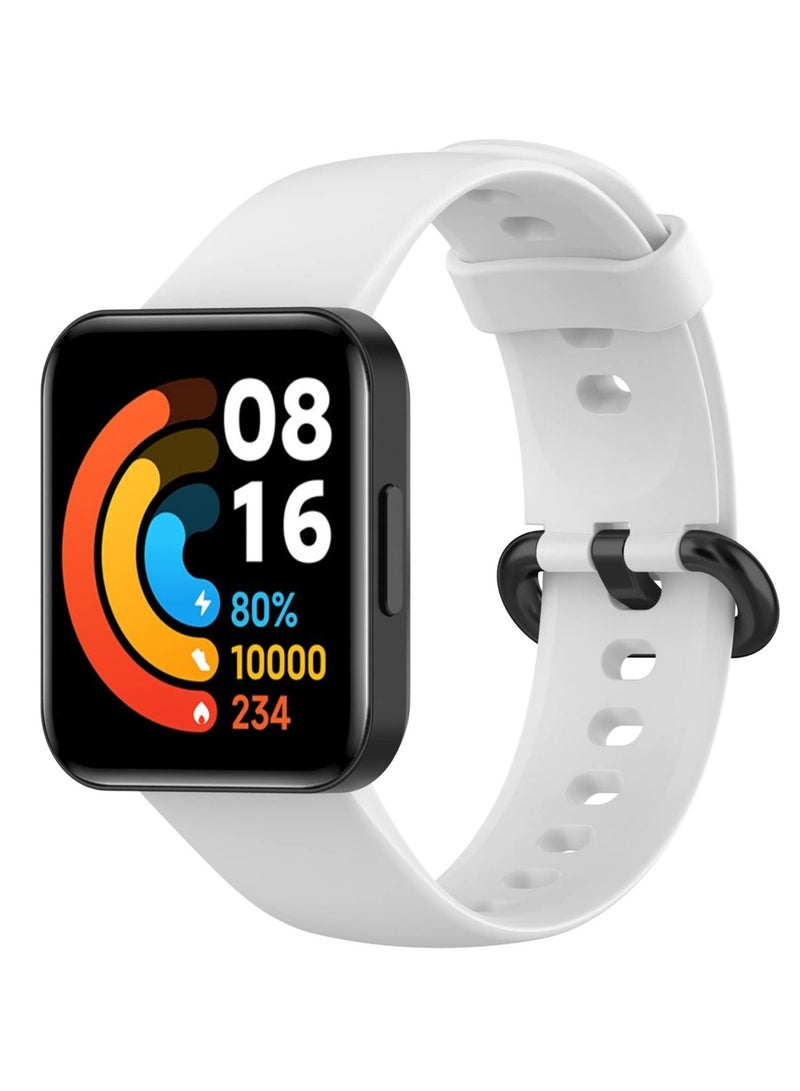 Straps Compatible with Redmi Watch 2 Lite Watch Xiaomi Mi Watch 2 Lite Soft Silicone Band for Men, Women,White - Image 1