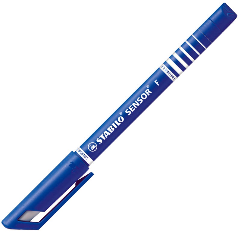 STABILO Fineliner with Cushioned F-Tip SENSOR fine - Pack of 10 - Blue - Image 2
