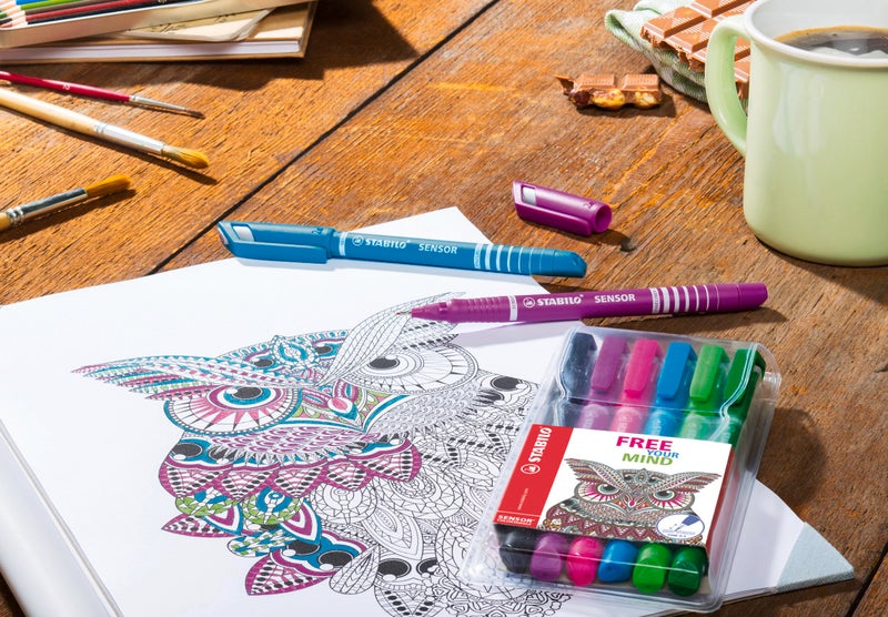 STABILO Fineliner with Cushioned F-Tip SENSOR fine - Pack of 10 - Blue - Image 4