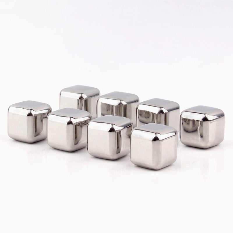 2HEET 2heet Premium Stainless Steel Whiskey Stones Set of 8 Reusable Chilling Rocks with Tongs Container for Whiskey Wine Beer Ideal Gift for Drink Lovers - Image 2