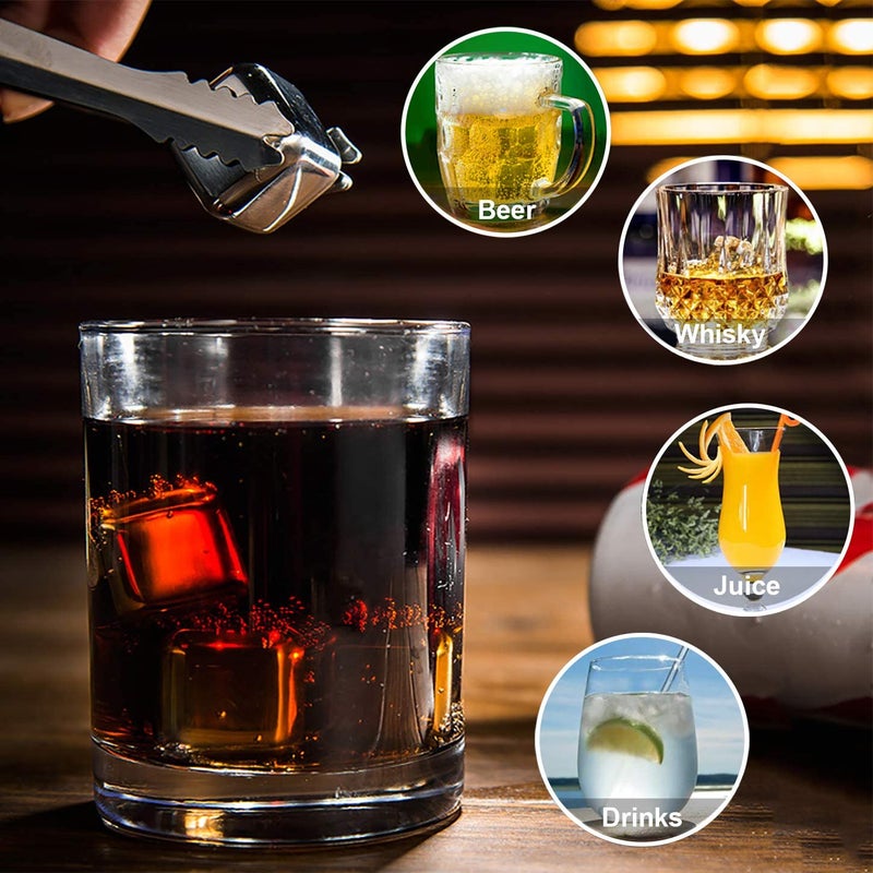 2HEET 2heet Premium Stainless Steel Whiskey Stones Set of 8 Reusable Chilling Rocks with Tongs Container for Whiskey Wine Beer Ideal Gift for Drink Lovers - Image 3