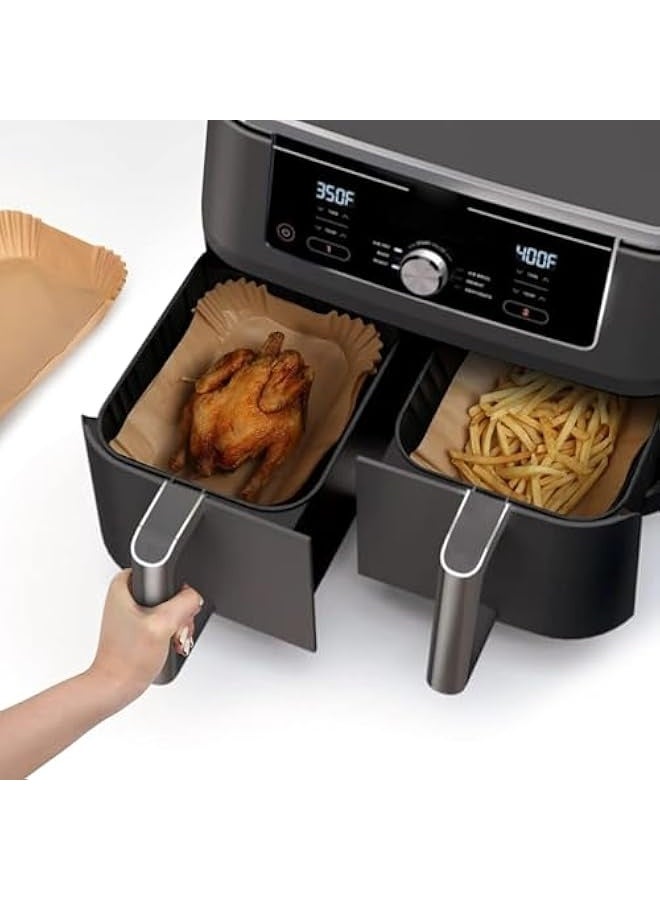 PROMASS Pack of Disposable Rectangular Air Fryer Paper Liners - Food Grade, Non-Stick & Oil-Proof (220x140x45mm) - Image 4