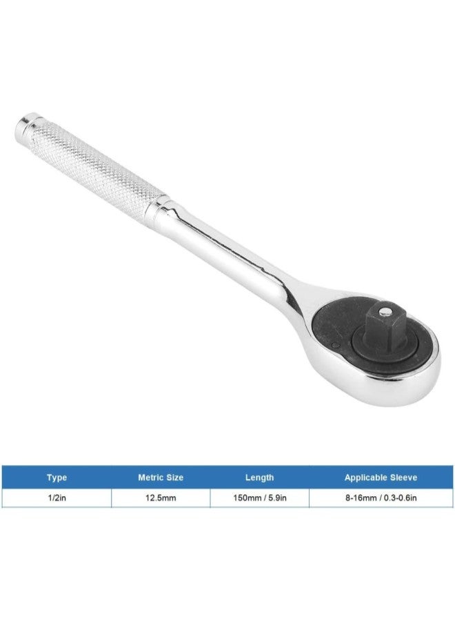 klarako Ratchet Socket Wrench Se, Quick Release Ratchet Wrench 45 Teeth Adjustable Chromed Sleeve Socket Spanner Square Head Professional Hand Tools(1/2 inch) - Image 2