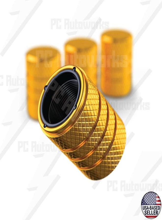 PC Autoworks Aluminum Tire Valve Stem Caps - Anti-Rust, Premium Anodized Aluminum, Corrosion-Resistant, Easy Install, Universal Fit for Car, Truck, Bike, SUV - 1 Pack/Set of 4 (Gold) - Image 3