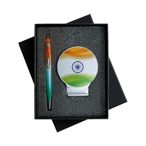 Giftana 2 in 1 Pen with Magnetic Pen Stand for Men and Women, Independence Day Gifting, Army Gift, Republic Day Gifts, Corporate Gift Set for Employees - Image 1