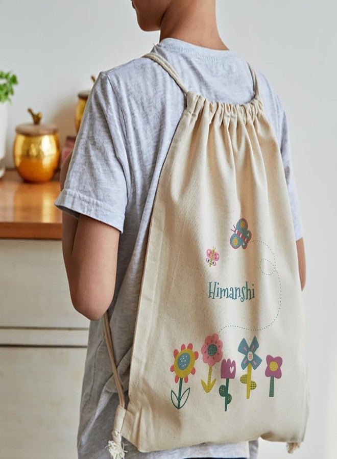 Zooboo Multi-Coloured Drawstring Bag, Flower Power, Unisex, Casual, Multi-Purpose, School, Sport, Travel, Leisure, Soft Shell, Cotton, Waterproof, 1L, 233g, 46x35x25cm, Hand Wash Only - Image 3