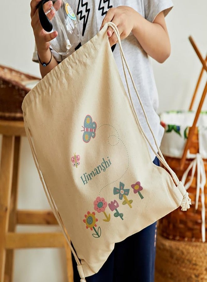 Zooboo Multi-Coloured Drawstring Bag, Flower Power, Unisex, Casual, Multi-Purpose, School, Sport, Travel, Leisure, Soft Shell, Cotton, Waterproof, 1L, 233g, 46x35x25cm, Hand Wash Only - Image 2