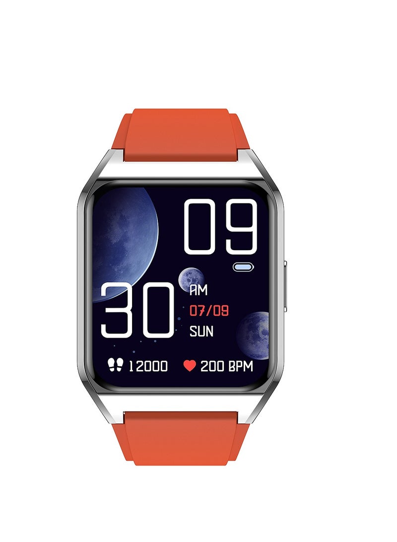 Loquat H60 Smart Watch Bluetooth Calling Body Temperature Heart Rate Smartwatch IP67 Waterproof Sports Fitness Tracker Watches For Men And Women With Orange Silicone Strap  - Image 2