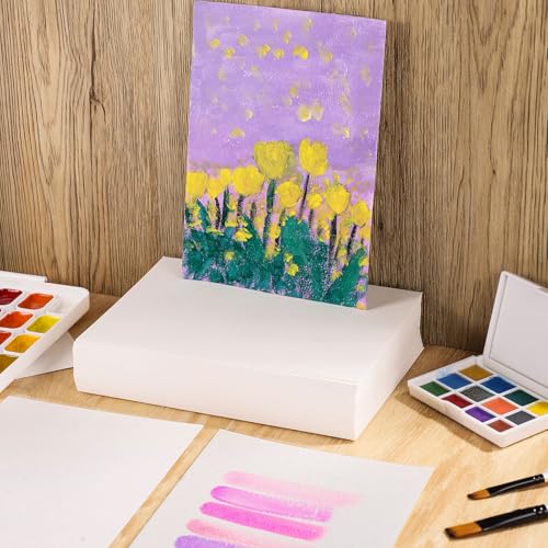 Prudiut 120 Sheets Watercolor Paper Bulk, 140 lb/300 GSM Cotton Cold Press White Paper, 5 x 7 Inch, Perfect for Kids, Students, Artists - Image 4