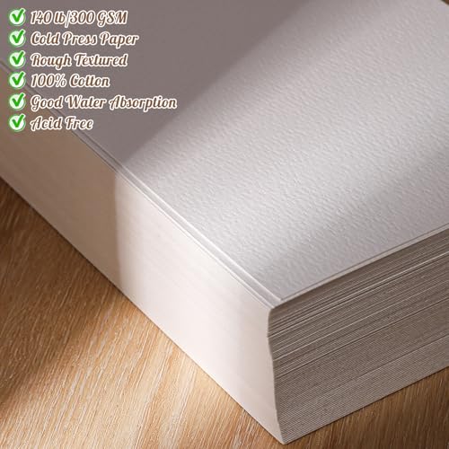 Prudiut 120 Sheets Watercolor Paper Bulk, 140 lb/300 GSM Cotton Cold Press White Paper, 5 x 7 Inch, Perfect for Kids, Students, Artists - Image 3