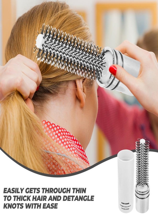 Veemoon Portable Round Curling Brush, Travel Blow Drying Hair Brush Small Bang Hairbrush - Retractable Design Bristles Ideal - Curling & Straightening Blow Drying, Styling Curly, Short Long Hair - Image 5
