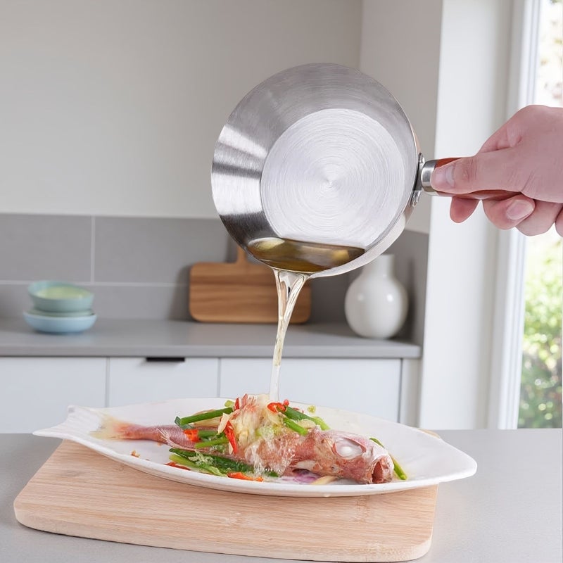 Stainless Steel Oil Splash Pot 500ml Home Kitchen Butter Heating Tool - Image 2