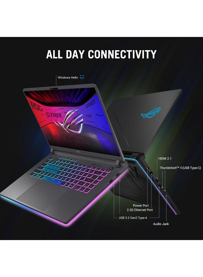 أسوس (نسخة مطورة) لابتوب الألعاب ROG Strix G16 مع شاشة 16 بوصة بدقة Full HD، مع معالج Core i7-14650HX/ذاكرة RAM سعة 16GB/قرص SSD سعة 1TB/بطاقة رسومات NVIDIA RTX 5060 سعة 8GB/نظام Windows 11 Pro + Office 2024 مدى الحياة - Image 2