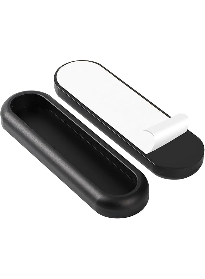 PROMASS 5 Pcs Self-Stick Rectangular Sliding Door Pulls, 4 inch Adhesive Handles, Matte Black Door Finger pulls For Pocket Door Closet Door, Sliding Barn Door Handle, Stainless Steel Door Pulls Hardware - Image 1