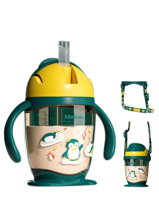 Minitutu 300ml Sippy Cup for Baby from 12 Months, Weighted Straw Non Spill Bottle Bottle for Toddler, With Handle and Wrap,Baby Bottle, BPA-free and Durable - Image 1