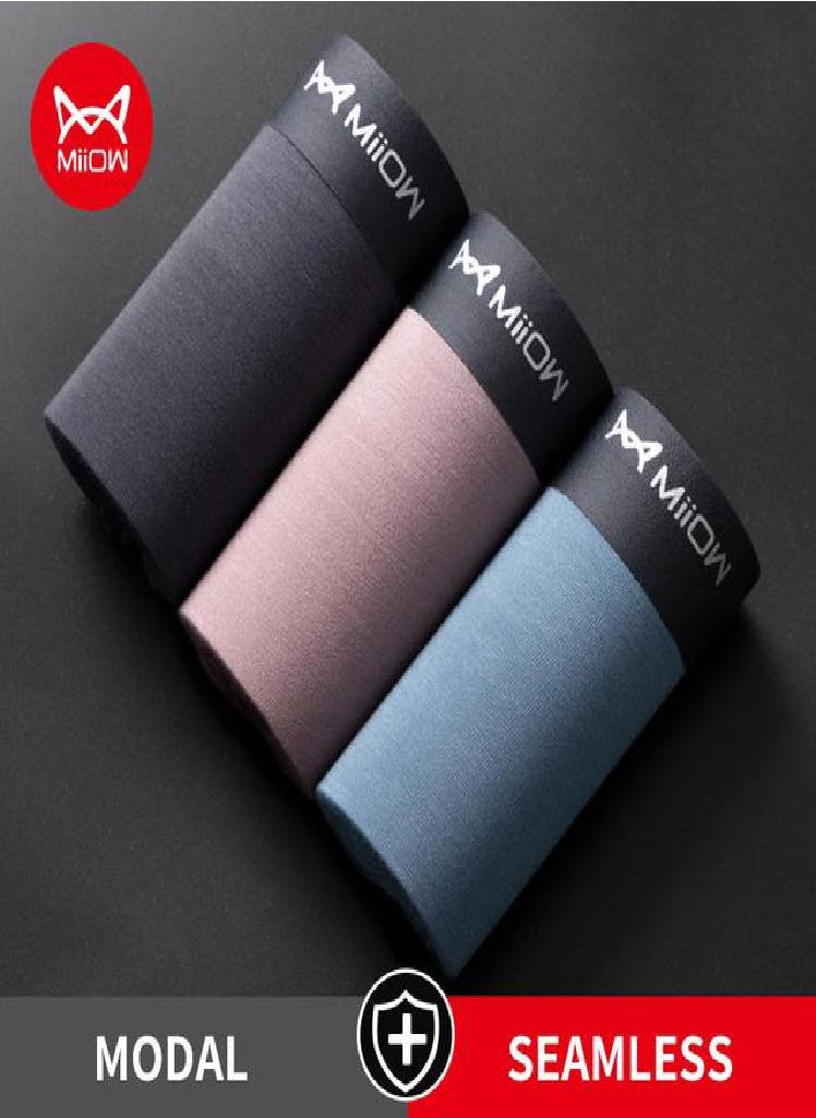 MIIOW - 3Pcs Modal  Men Underwear Boxer Shorts Underpants Antibacterial Trunk Men's Panties Breathable Bxoershorts Underware - Image 1