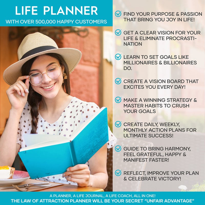 Freedom Mastery Law of Attraction Planner â€“ Undated Hourly, Weekly & Monthly Goal Setting Planner, 12-Month to Increase Productivity | Life & Gratitude Journal, Include Foldable Vision Board, Gift Box & Stickers - Image 3
