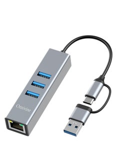 KASTWAVE USB Type-C to Ethernet Adapter, USB LAN Adapter 1000m, USB 3.0 Hub, USB-C to Ethernet Adapter, RJ45 Gigabit Network Adapter, with 3 USB 3.0 Ports for MacBook XPS Surface Pro Linux Chromebook etc  - Image 1