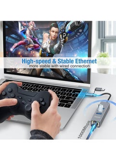 KASTWAVE USB Type-C to Ethernet Adapter, USB LAN Adapter 1000m, USB 3.0 Hub, USB-C to Ethernet Adapter, RJ45 Gigabit Network Adapter, with 3 USB 3.0 Ports for MacBook XPS Surface Pro Linux Chromebook etc  - Image 4