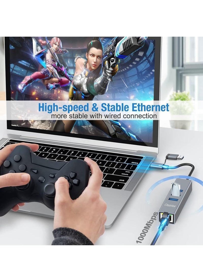 KASTWAVE محول USB من نوع C إلى إيثرنت، محول LAN USB 1000م، محور USB 3.0، محول USB-C إلى إيثرنت، محول شبكة RJ45 جيجابت، مع 3 منافذ USB 3.0 لجهاز MacBook و XPS و Surface Pro و Linux و Chromebook وغيرها  - Image 4