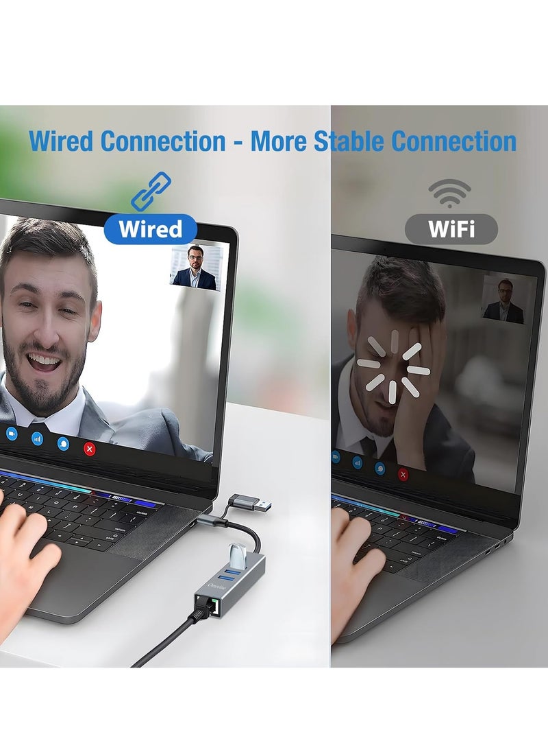 KASTWAVE محول USB من نوع C إلى إيثرنت، محول LAN USB 1000م، محور USB 3.0، محول USB-C إلى إيثرنت، محول شبكة RJ45 جيجابت، مع 3 منافذ USB 3.0 لجهاز MacBook و XPS و Surface Pro و Linux و Chromebook وغيرها  - Image 5
