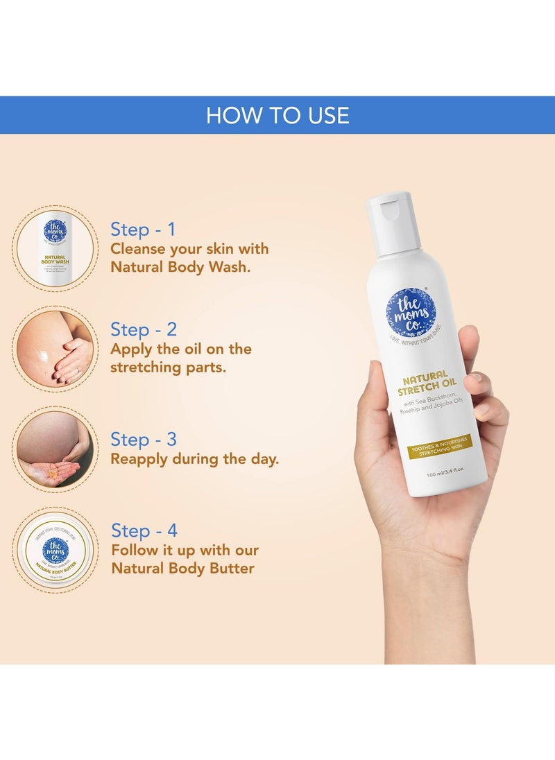 The Moms Co. - The Moms Co Natural Stretch Oil to Reduce stretch marks for women Australia-Certified Toxin-Free Stretch Mark Oil- 100 ml - Image 1