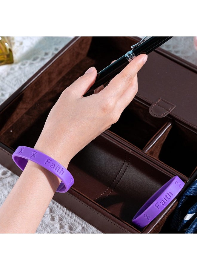 Fundraising For A Cause - Purple Domestic Violence Awareness Bracelets Purple Ribbon Domestic Violence Awareness Silicone Bracelets For Adults (Pack Of 25) - Image 1