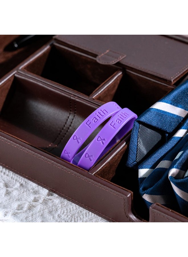 Fundraising For A Cause - Purple Domestic Violence Awareness Bracelets Purple Ribbon Domestic Violence Awareness Silicone Bracelets For Adults (Pack Of 25) - Image 1