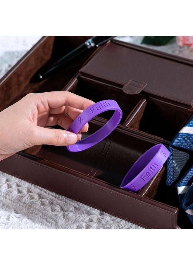 Fundraising For A Cause - Purple Domestic Violence Awareness Bracelets Purple Ribbon Domestic Violence Awareness Silicone Bracelets For Adults (Pack Of 25) - Image 1