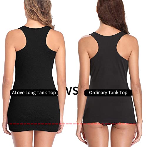 ALove Womens Long Tank Tops Cami Long Camisoles with Shelf Bra XXL - Image 3