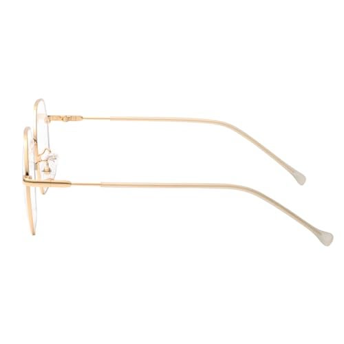 Gleyemor Blue Light Glasses for Women Men Vintage Octagonal Metal Frame Computer Glasses (Gold) - Image 4