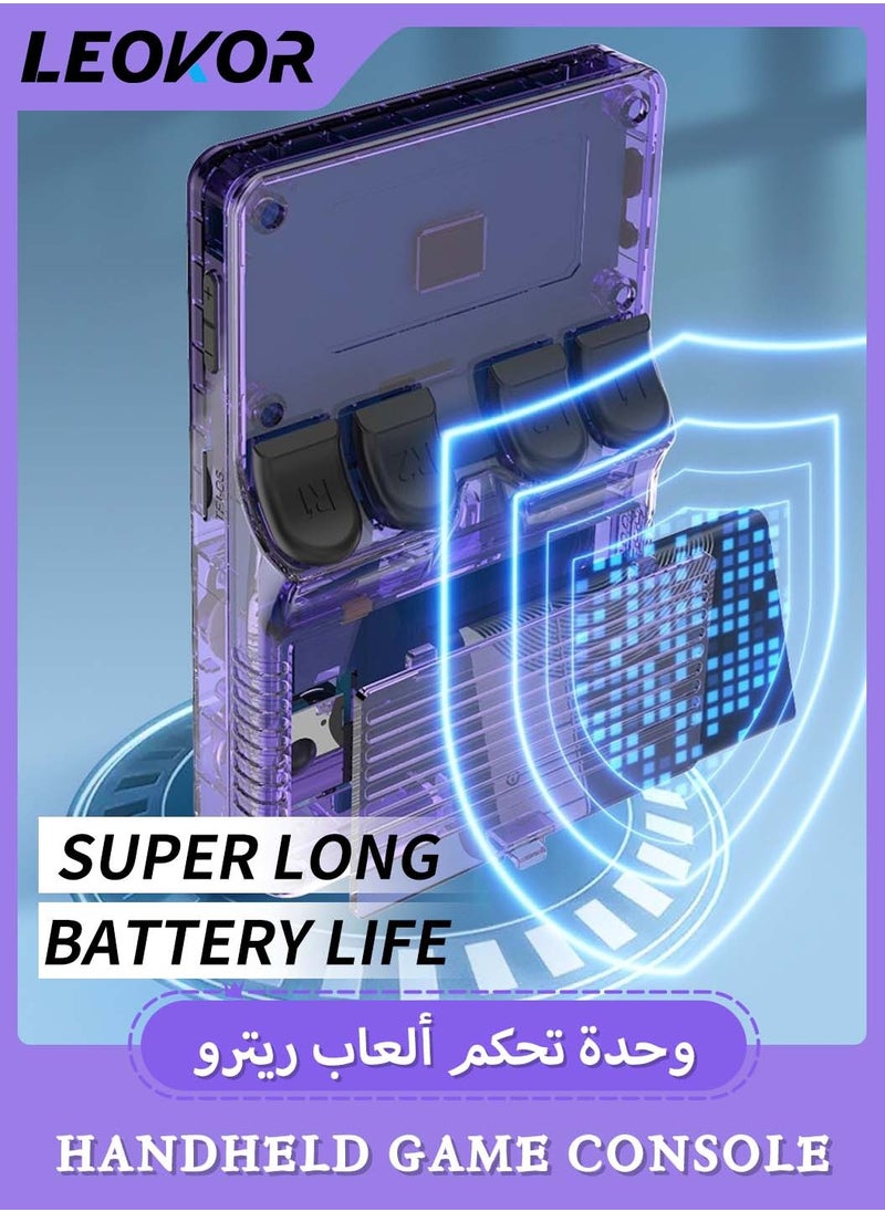 LEOKOR - R36S Handheld Retro Gaming Console,Handheld Game Linux System with 64G TF Card,Support 15000+ Games,3.5-inch Portable Rechargeable Open Source Game Console Emulator (Purple) - Image 1