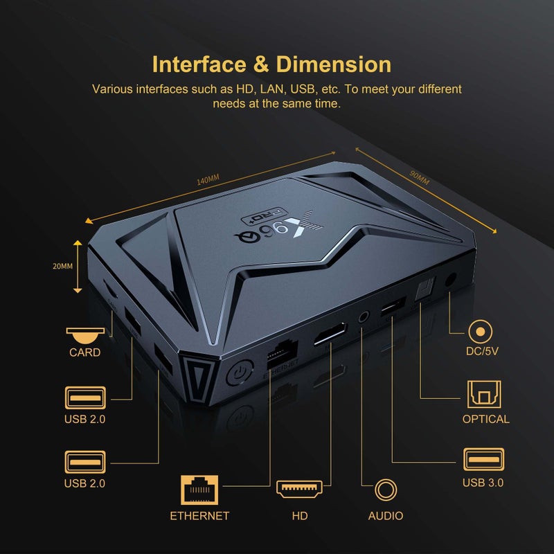 جهاز استقبال X96QPRO+ جيجابت أندرويد 14 مع معالج Allwinner H728 صندوق تصدير 8K عالي الوضوح بلوتوث نت - Image 1